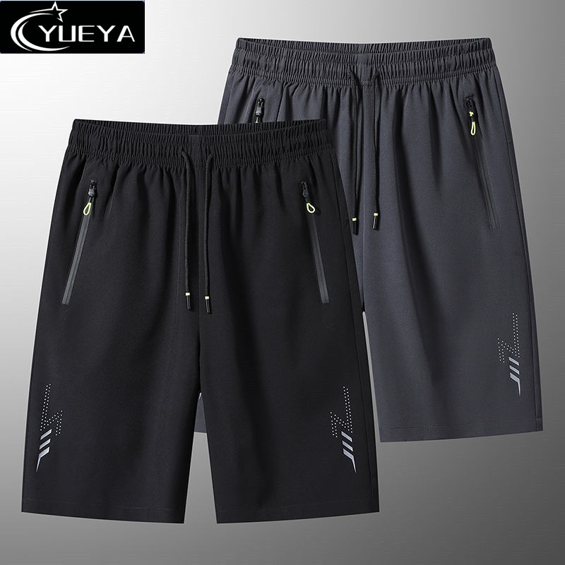 Sports Shorts for Men, Summer Thin Ice Silk Casual Five-Point Pants, Men's Loose Large Size Quick-Drying Beach Pants
