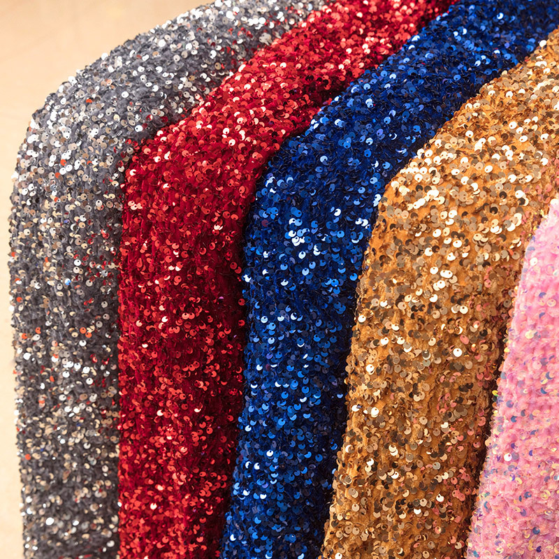 Velvet Fabric Non-inverted Velvet Fabric Three-dimensional 5mm Sequin Embroidery Foam Bead Embroidery Fashion Performance Clothing Fabric