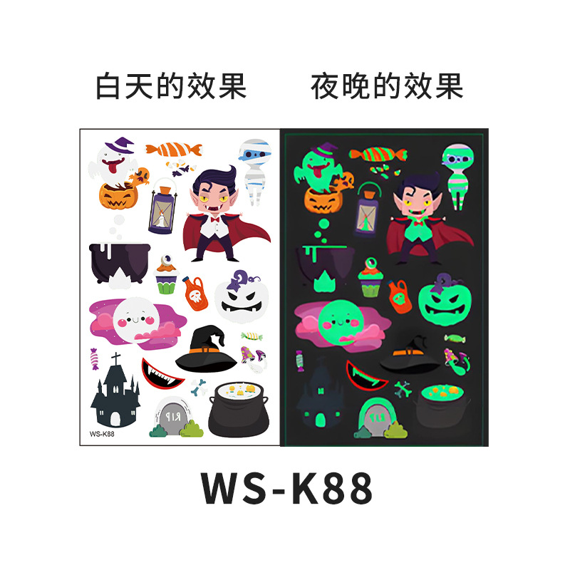 Picture of Children's Cartoon Luminous Tattoo Sticker Halloween Carnival Party Bar Prom Atmosphere Luminous Temporary Tattoo Sticker