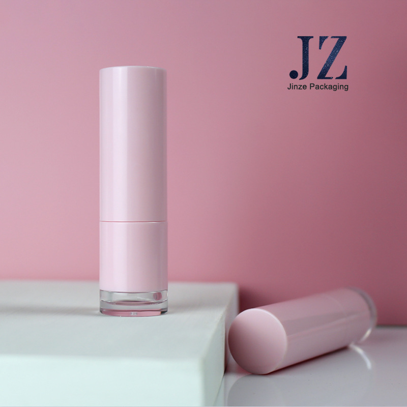 Jinze pink round tube transparent bottom airtight lipstick tube cute winter lipstick tube mouth wax Tube empty packing material