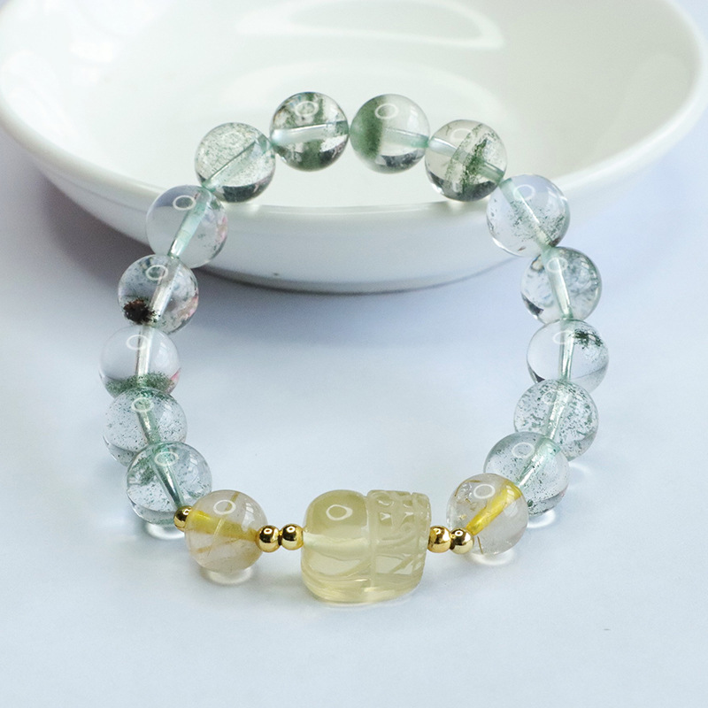 Xinyu Natural Crystal Bracelet Green Ghost Bracelet Huangjing Pixiu Bracelet Factory Wholesale CB3071204