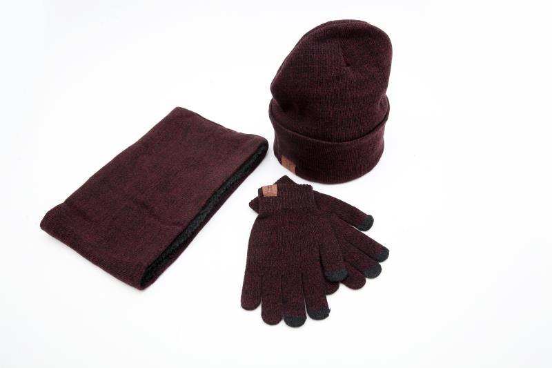 Picture of Amazon Foreign Trade Winter Scarf Hat Gloves Three-Piece Set Knitted Gloves Woolen Scarf Warm Set