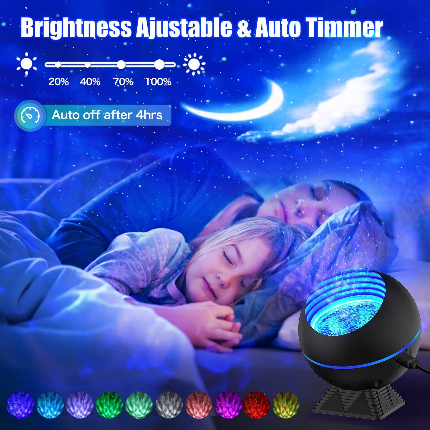 Picture of Bolang LED Starlight Projector USB Night Light Voice Control Laser Laser Light All over the Sky Star Mercury Flame Starry Top