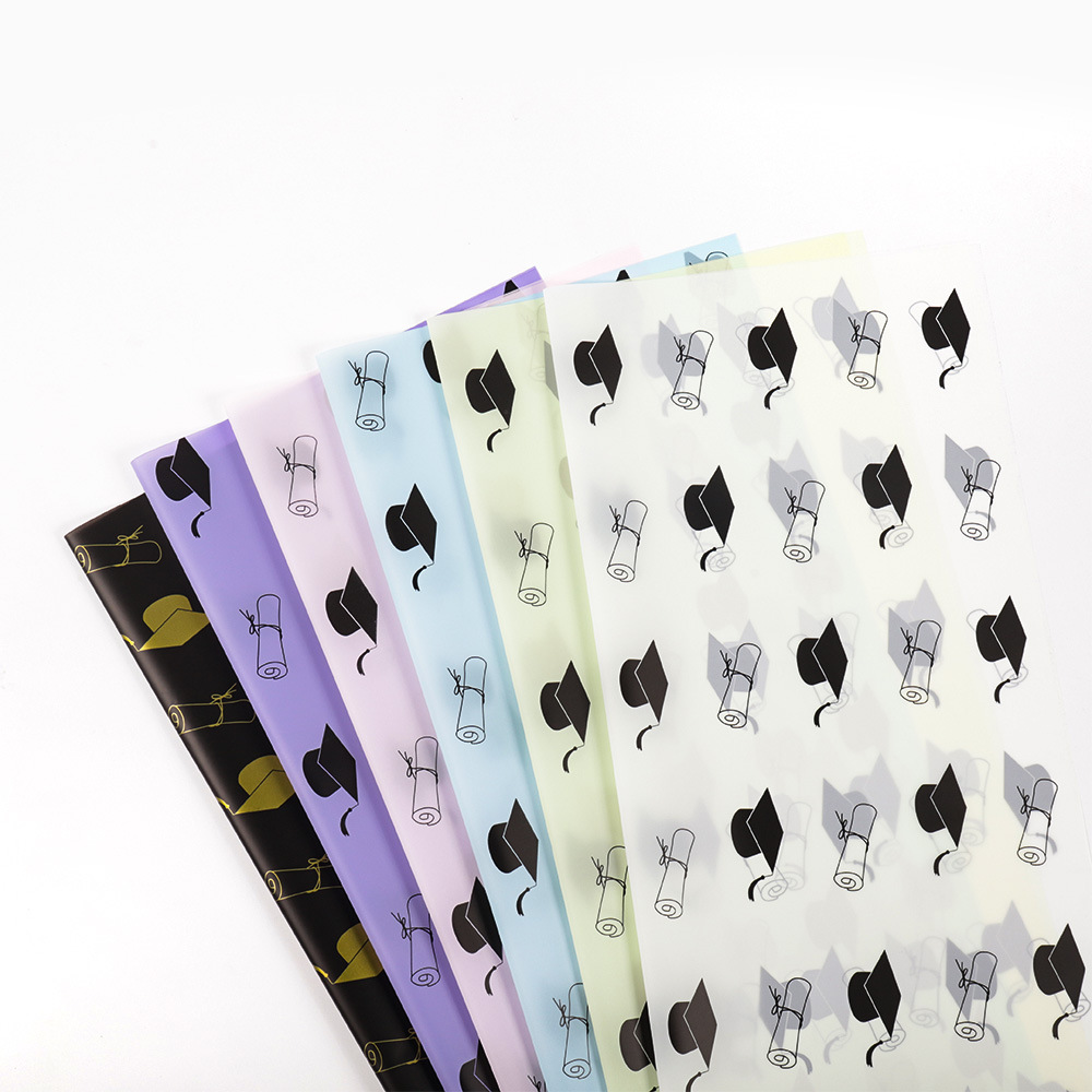 Picture of Factory wholesale graduation season waterproof bow book flower wrapping paper college entrance examination bachelor hat bouquet wrapping paper