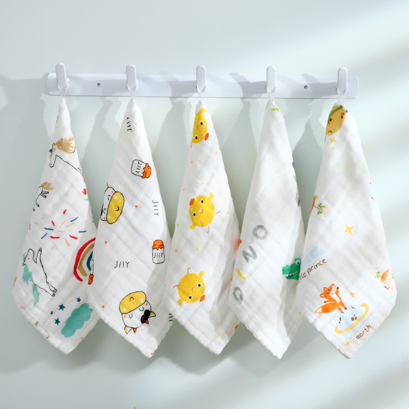Picture of Cotton small square six-layer high density gauze towel newborn baby saliva towel baby wash face towel wholesale
