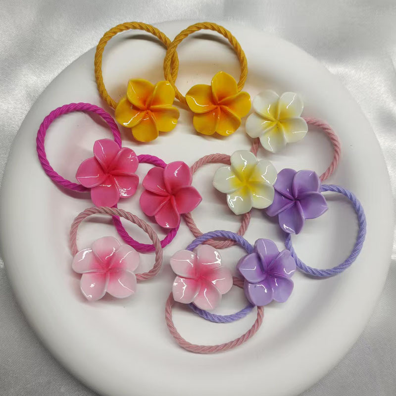 Children's Plumeria Flower Rubber Band Girl Baby Braided Rubber Band Hair Accessories Do Not Hurt Hair Threaded Hair Band Headband