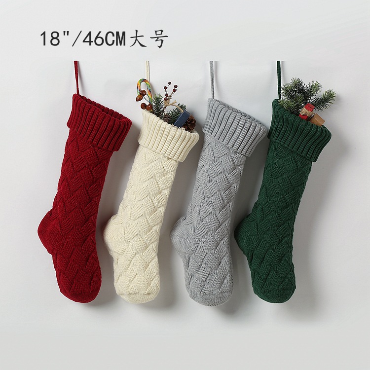 New Amazon Knitted Christmas Socks Gift Bags Home Decoration Wool Christmas Decoration Mat Large