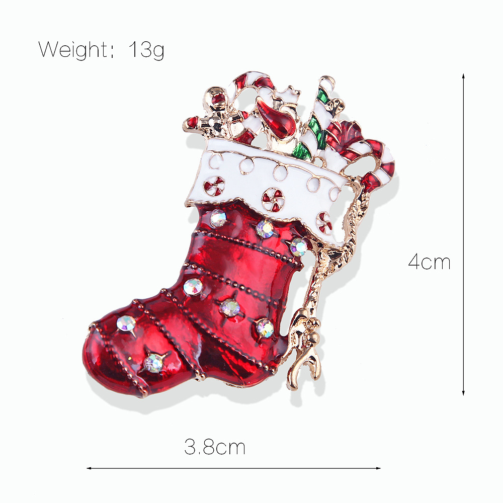 Picture of Lanhao European and American New Fashion Christmas Brooch Christmas Tree Shoes Elk Wreath Snowflake Bell Pin Women