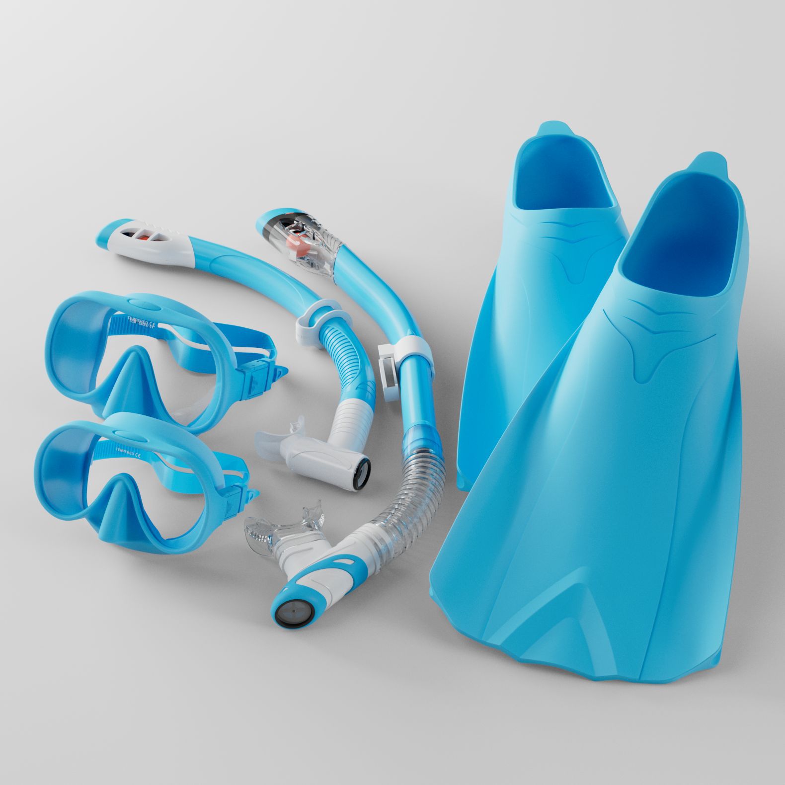 Picture of Snorkeling Three-piece Parent-child suit Full HD Diving Mirror Full Dry Breathing Tube Swimming Flippers Adult Children