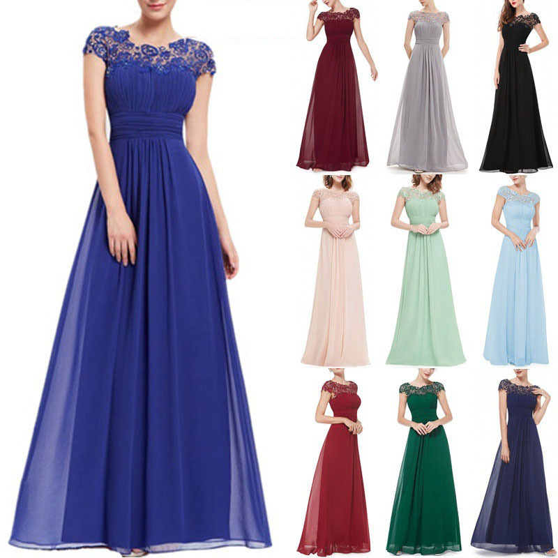 European and American Cross-Border New European and American Foreign Trade Women's Clothing Cross-Border New Amazon Lace Dress Bridesmaid Evening Dress New Style
