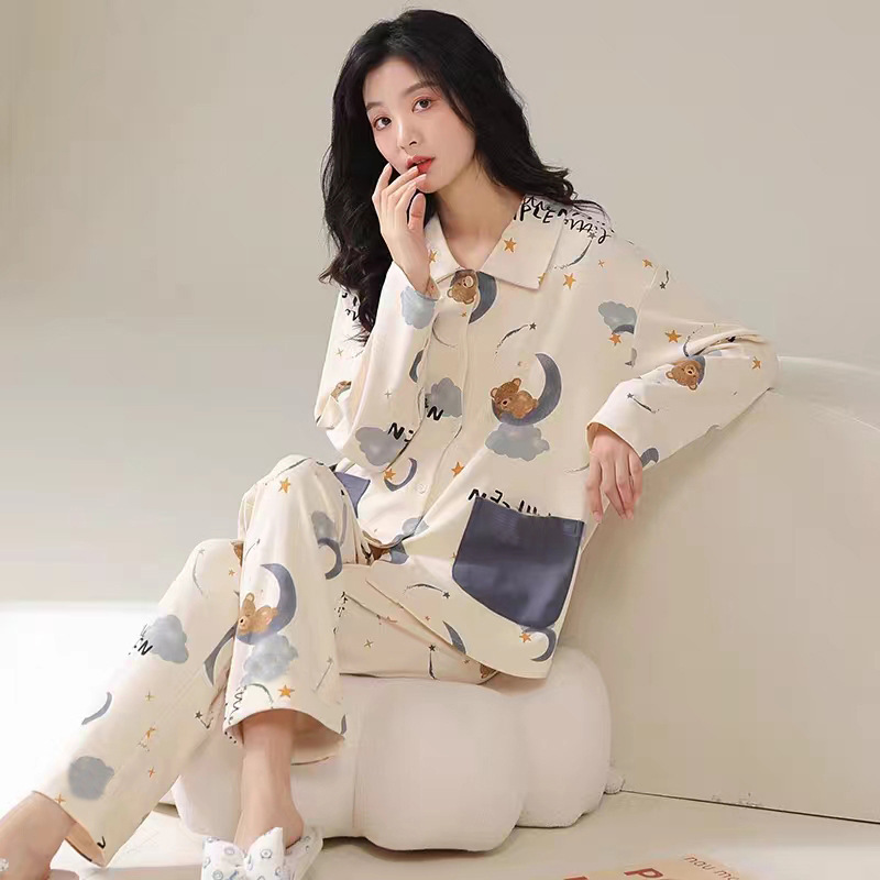 Pajamas Women's Spring and Autumn Winter 2023 New Long Sleeve Cotton Large Size Home Suit Winter