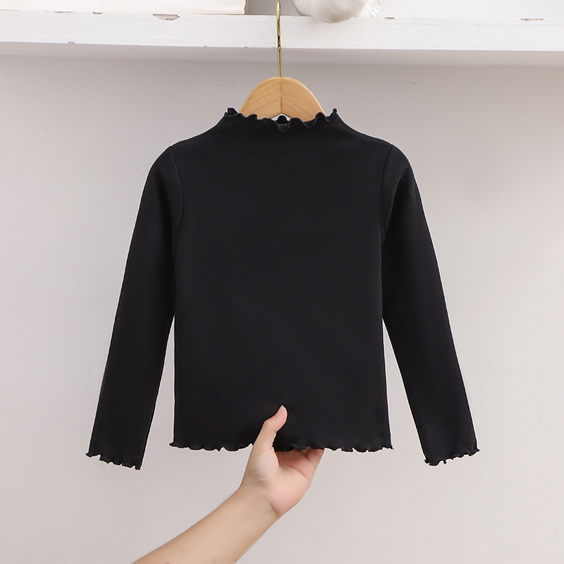 Picture of [Factory wholesale] girls' bottoming shirt autumn and winter 2023 new children's western style wooden ear solid color long sleeve T-shirt