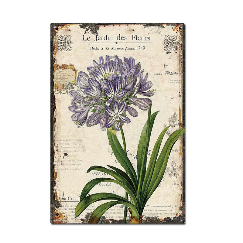 Picture of Cross-border American Country Retro Flower Figure Tin Painting Garden Pastoral Balcony Wall Wall Wall Old Decoration Pendant
