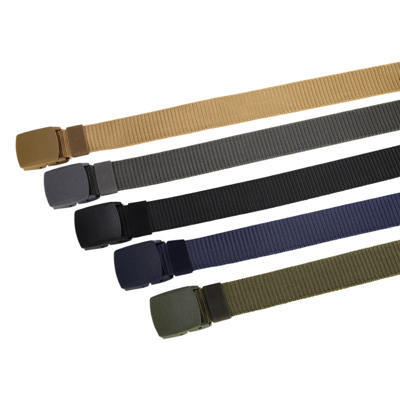 Men's non-metal non-magnetic buckle tactical outdoor sports nylon belt student military training security check canvas pants belt