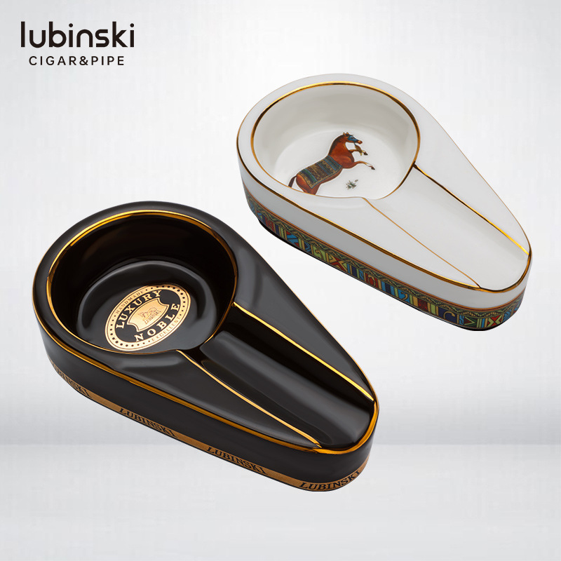 LUBINSKI Cigar Ashtray Ceramic Painted Classic Mini Portable Household Cigar Ashtray