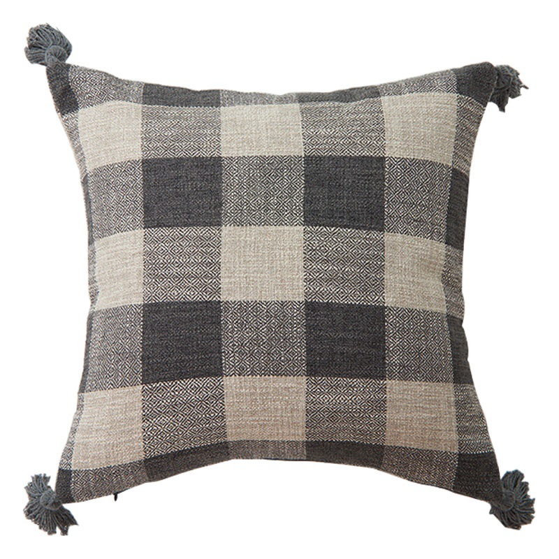 Picture of Xu Ai Thickened Cotton and Linen Texture Striped Plaid Multicolor Tassel Fashion Sofa Cushion Cover Factory in stock