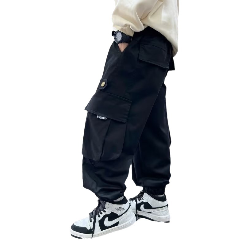 Children's Clothing for Older Boys Spring and Autumn Cargo Pants 2023 New Pocket Casual Loose Stylish Autumn Trendy Kids
