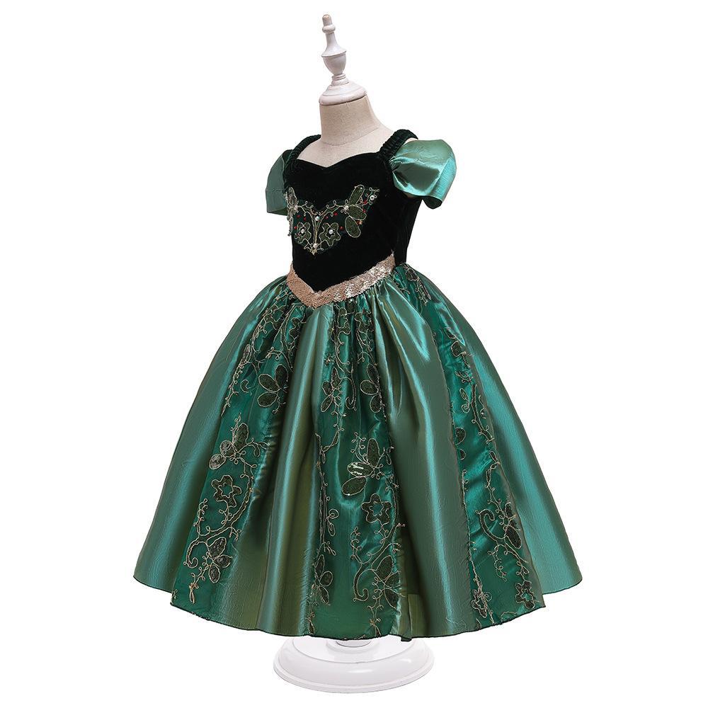 Cross-border Frozen 2 Princess Anna Elsa Dress Strap One-shoulder Dress Children's Dress New Style
