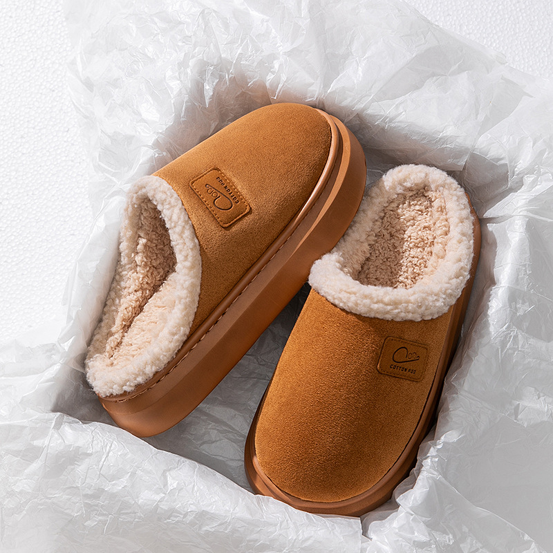 Cotton Slippers for Women Winter 2024 New Warm Indoor Home Thick-Soled Non-Slip Cute Plush Cotton Slippers Winter for Men
