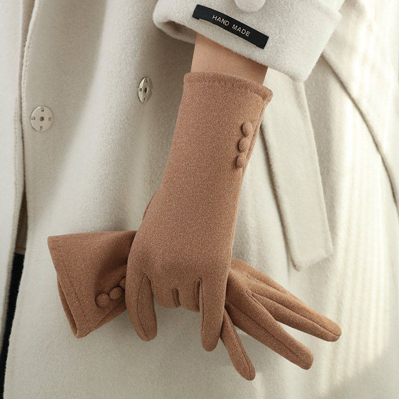 Women's Derong Windproof Touch Screen Gloves for Driving and Cycling in Winter to Keep Students Warm and Thickeneded in Winter for Driving in Autumn and Winter
