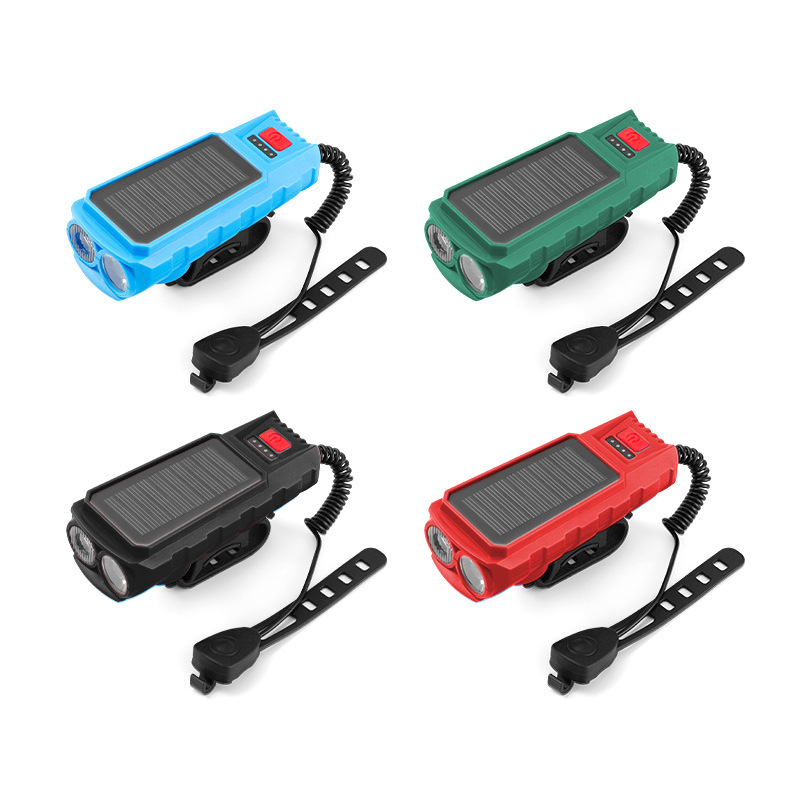 Bicycle light T6 bright headlight outdoor riding solar charging mountain bike horn light night riding warning light