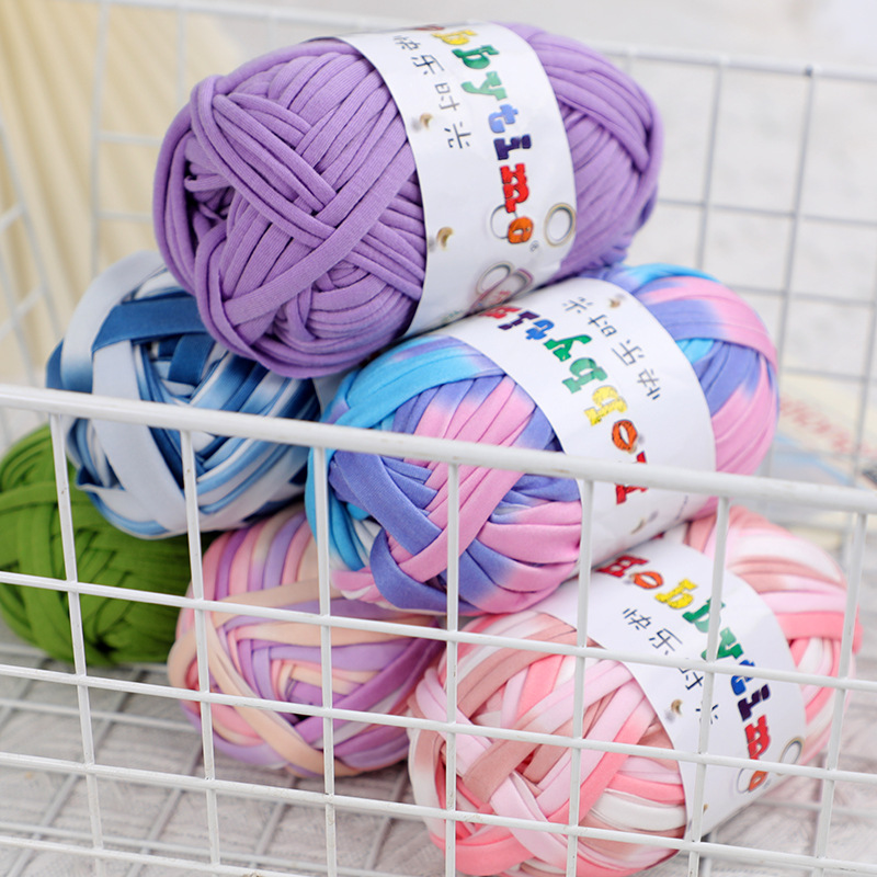 High elastic fabric thread diy handmade bag crochet hand woven material bag wool hand woven cushion carpet