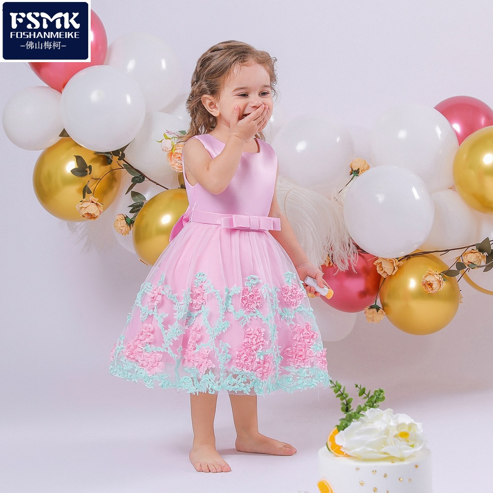 Cross-border 2024 new one-year-old baby dress 100-day baby girl lolita dress flower princess dress