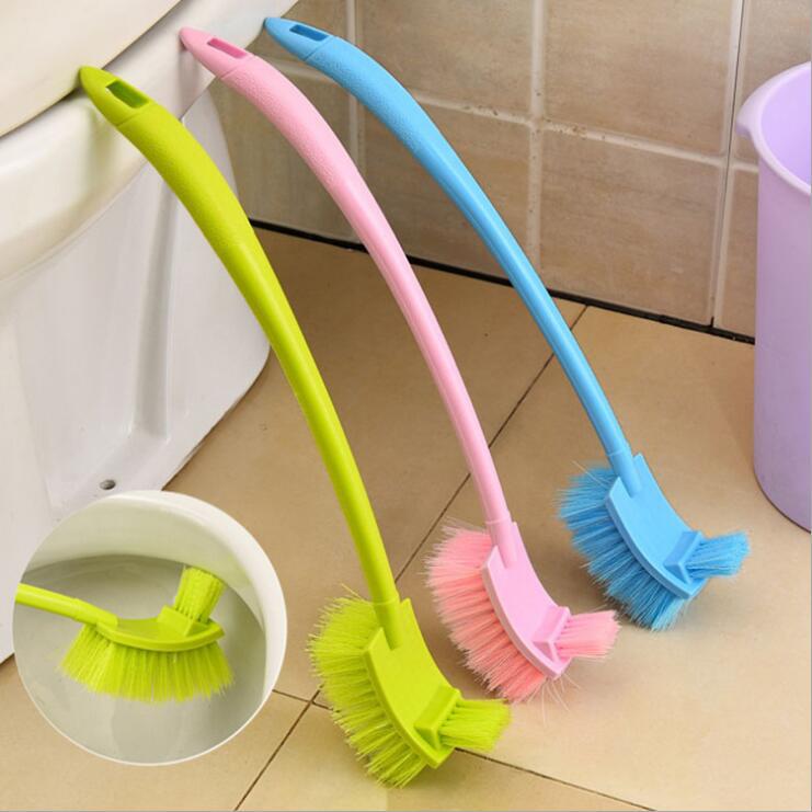 Double-sided toilet brush set toilet long handle cleaning brush toilet corner decontamination with base soft hair toilet brush