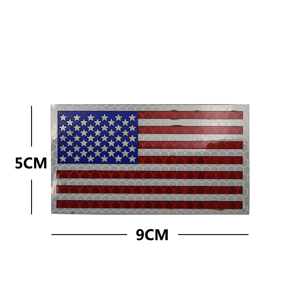Picture of Haike Outdoor Infrared Reflection US Flag Velcro Laser Cutting Red and Blue Line Stars and Stripes Flag Bag with Stamps M00004