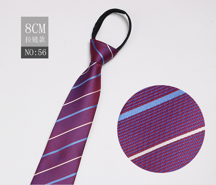 Picture of Factory Black Men's Tie Striped Blue Business Tie Lazy People Knot Free Zipper Tie in stock Wholesale