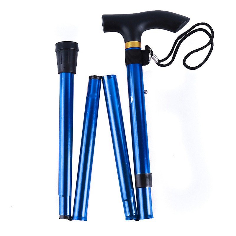 Picture of Aluminum Alloy Mountain Climbing Cane Telescopic Folding 6 Color Mountain Climbing Cane Non-Slip Cane Strengthened Adjustable 5-Section Old Man Cane