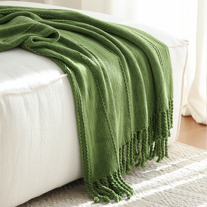 Picture of Solid Color Grass Green Blanket Blanket New Handmade Twist Knitted Wool Sofa Decoration Blanket Soft Dress Nordic Style
