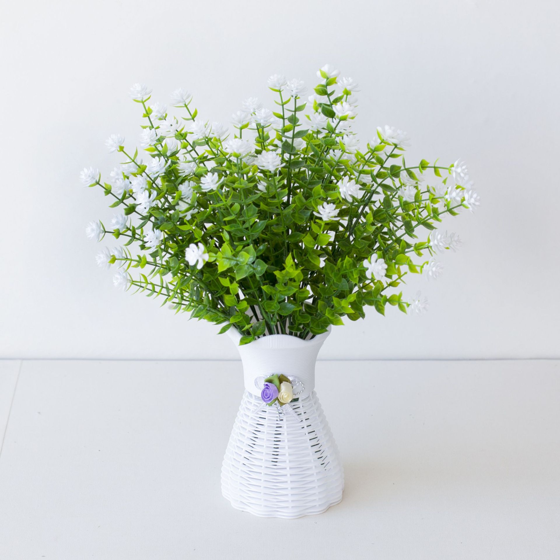 Amazon selling simulation flower in stock wholesale simulation plastic flower simulation eucalyptus camellia and other engineering plastic flowers
