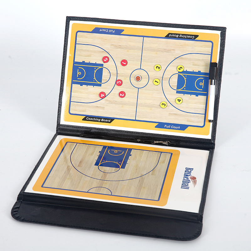 Three-fold basketball tactical board color folding coach board leather teaching board magnetic with pen coach plate 2.5 folding