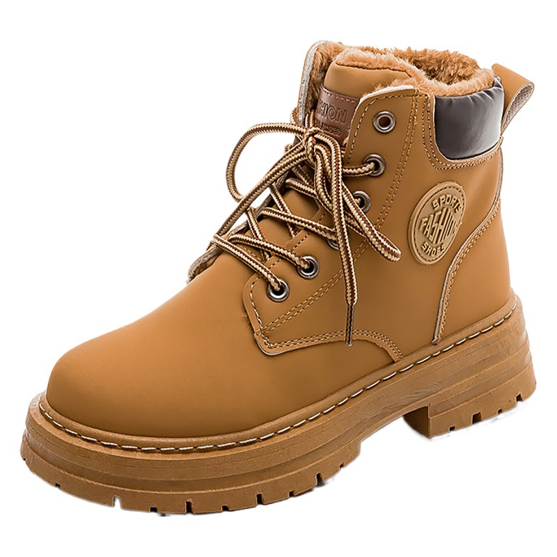Velvet Rhubarb Boots for Men and Women, Couple Shoes, Winter K-Style, Thickeneded, Warm and Versatile Casual Shoes, High-Top Women's Shoes Mx1518