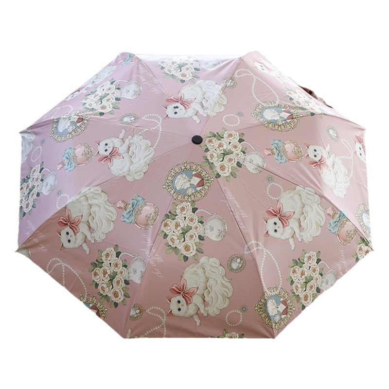 Cute Cat Umbrella Healing Folding Sun Umbrella Women's Sun Protection Uv Protection Rain or Shine Umbrella Summer Sun Shade