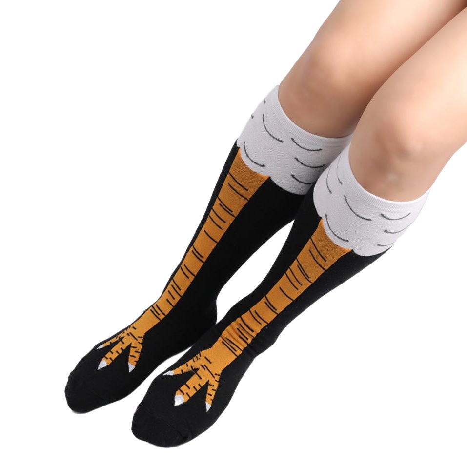 Scheming Cotton Stockings Cartoon Socks Bottoming Socks Fashionable Chicken Feet Spot Over-The-Knee Socks Long Knee Socks Chicken Foot Socks