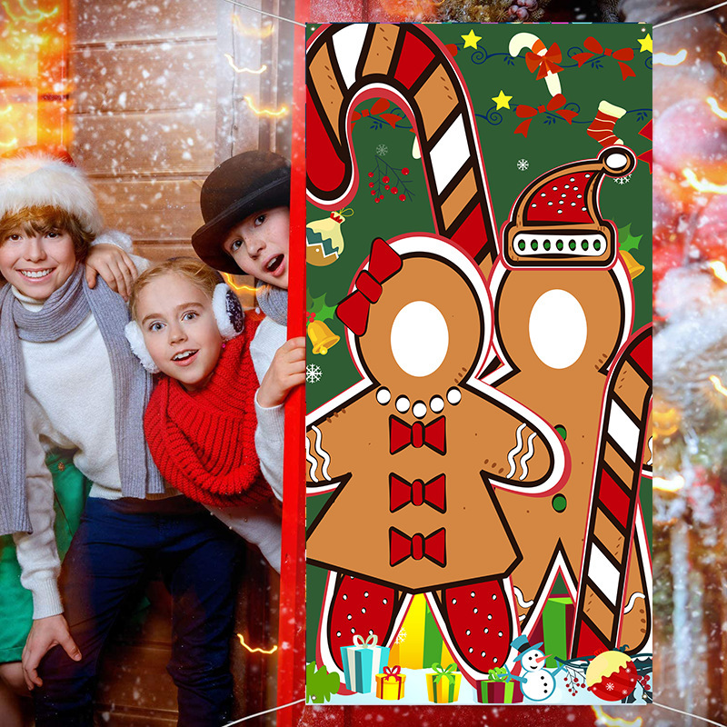 Amazon Christmas props photo banner Christmas gingerbread man children's activity atmosphere game photo banner