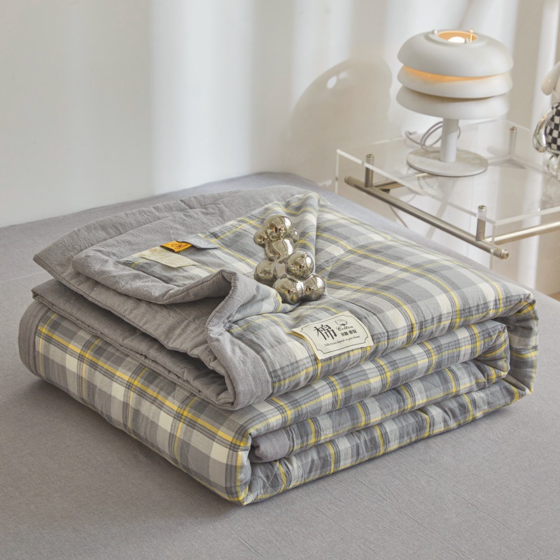 Picture of Class A Maternal and Infant Grade Xinjiang Cotton Summer Quilt Non-printed Wind-washed Cotton Summer Cool Quilt Plaid Air-conditioning Quilt Summer Thin Quilt