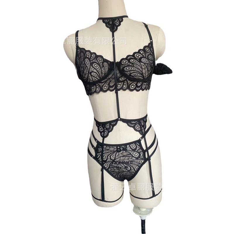 Europe and the United States new three-piece Large size ladies sexy suspenders sequins silver nightgown sexy underwear manufacturers wholesale