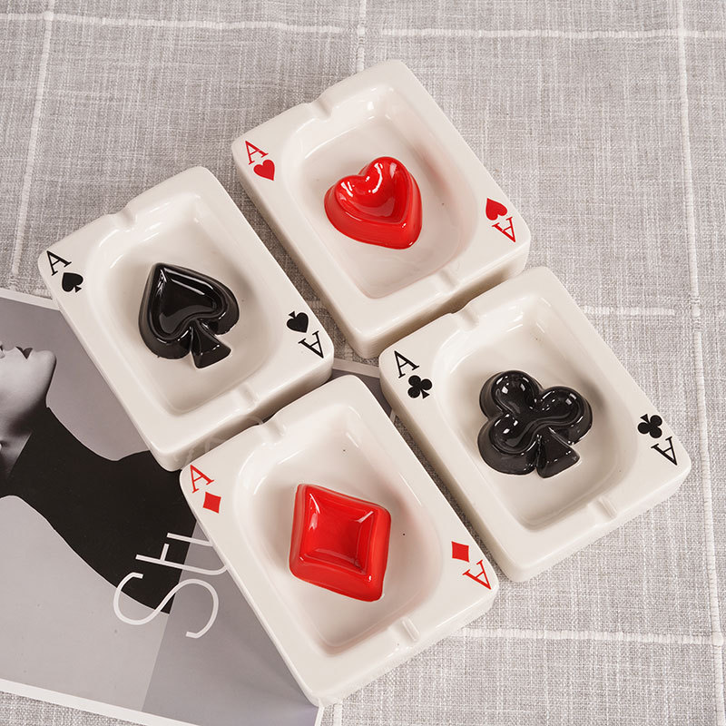 Creative Ceramic Poker Ashtray European-style Simple ins Ceramic Fashion Ashtray Home Living Room Gift