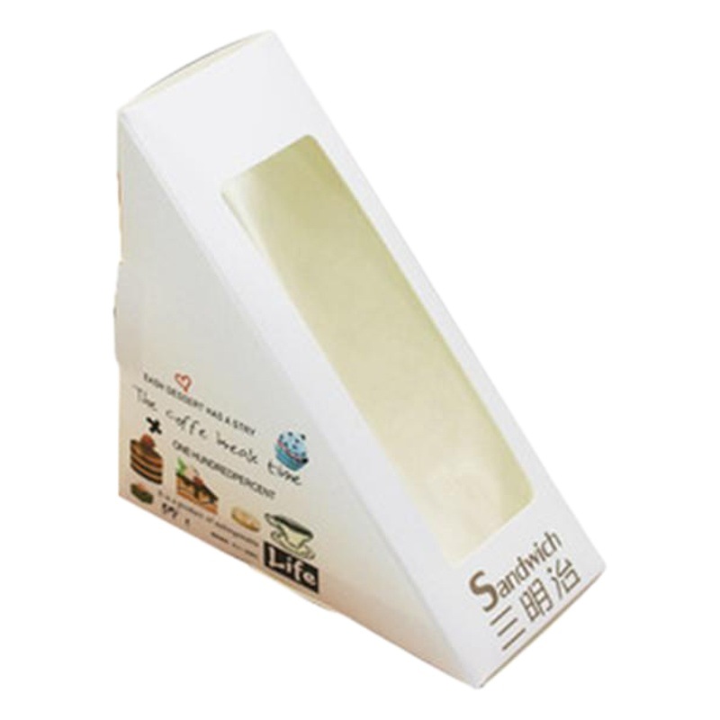 Sandwich packaging box sandwich carton triangle transparent open window lunch box packing box 100 Pack