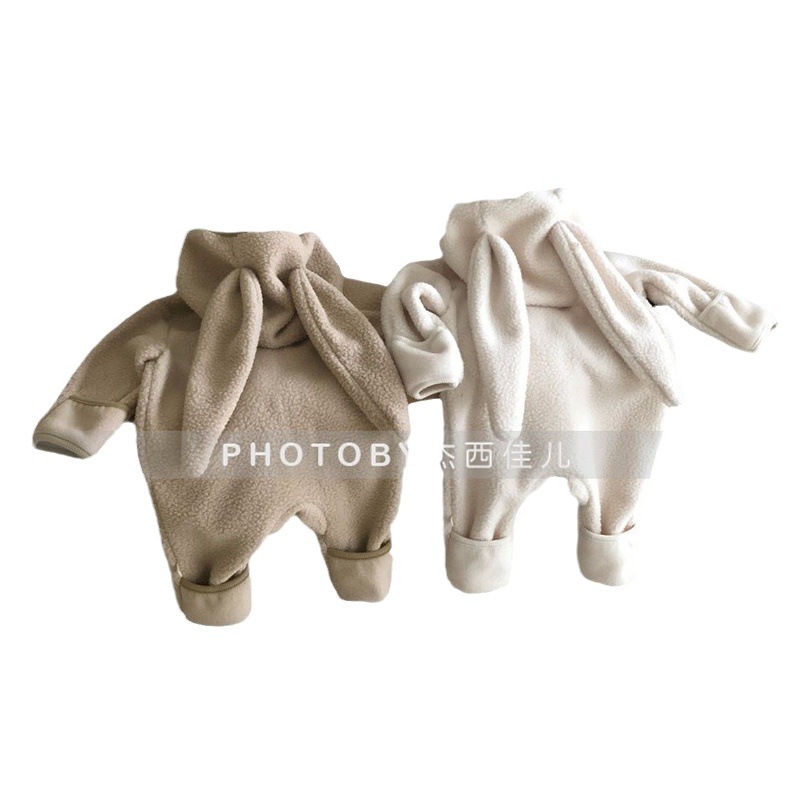 Picture of Ins Korean Style Baby Boys and Girls Winter Clothes New Style Jompsuit Cute Rabbit Ear Lamb Wool Hooded Climbing Clothes for Going Out