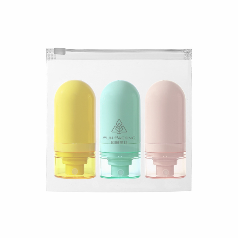 Picture of Travel wash and care suit three-piece PE suede hose bottle portable skin care products wash squeeze facial cleanser sub-bottle