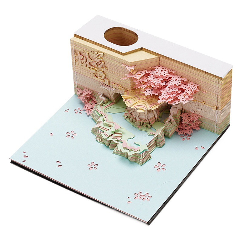 [Couple] 3D Stereo Note Paper Sticky Note Douyin Internet Celebrity Creative Paper Carving Can Be Hand-Teared Art Ornaments