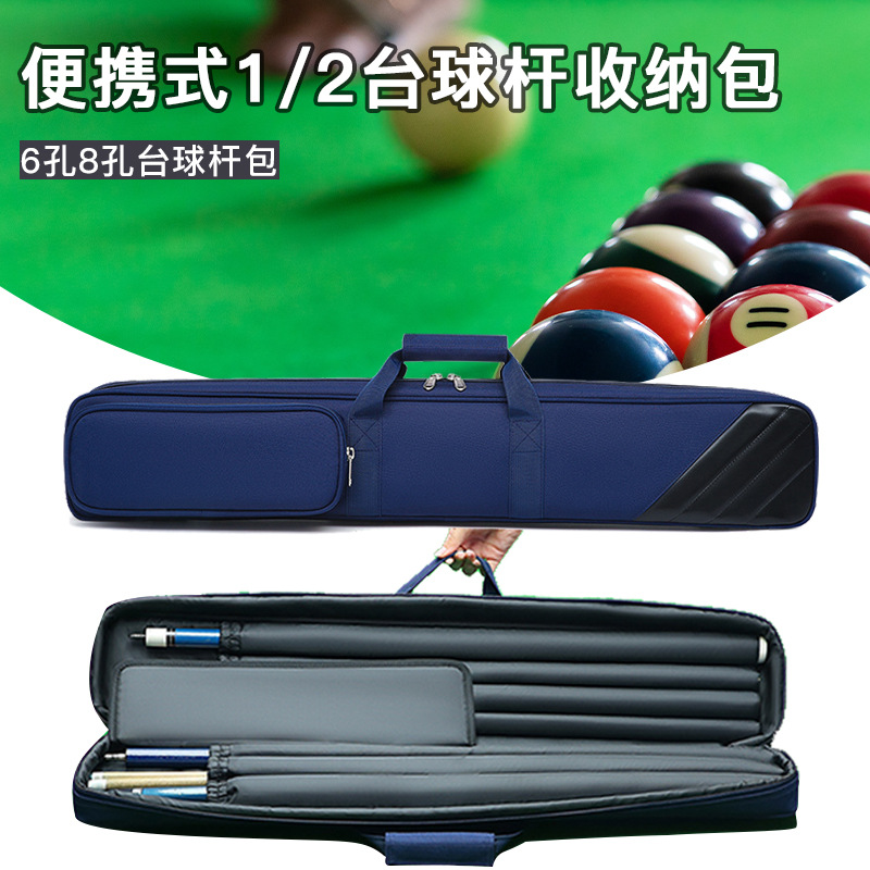 Picture of Foreign Trade Billiard Cue Bag Barrel 6-Hole 8-Hole Satchel 1/2 Billiard Cue Shoulder Handbag 3/4 Storage Cue Bag