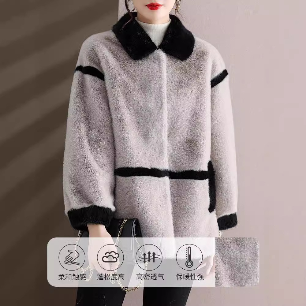 Picture of All-Net Low Price Imitation Mink Fur Fur One-Piece Leather Clothing Women's Clothing Thickened All-Match Fashion Trendy Coat