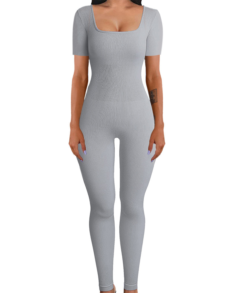 Picture of Amazon European and American Foreign Trade Women's Jumpsuit Autumn and Winter New Thread Square Collar Hip Slim Fit Sexy Jumpsuit
