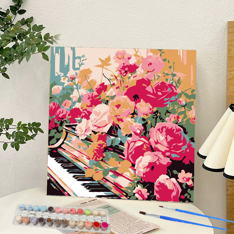 Picture of Digital oil painting landscape Dafen village hand-painted mathematical oil painting coloring painting oil painting flowers flower oil painting wholesale