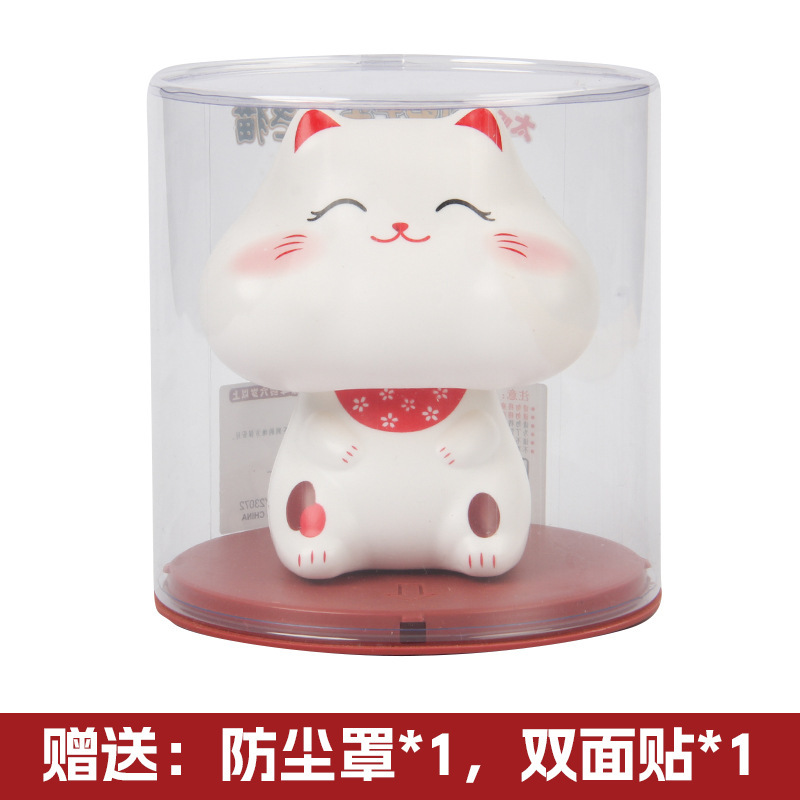 Picture of Solar big head white cat nods lucky cat creative shop opens craft gifts car ornaments cashier